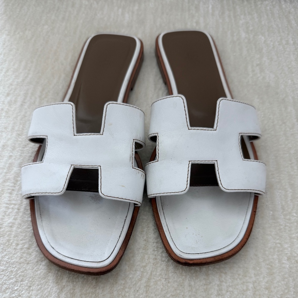 Hermes Oran Sandal in White